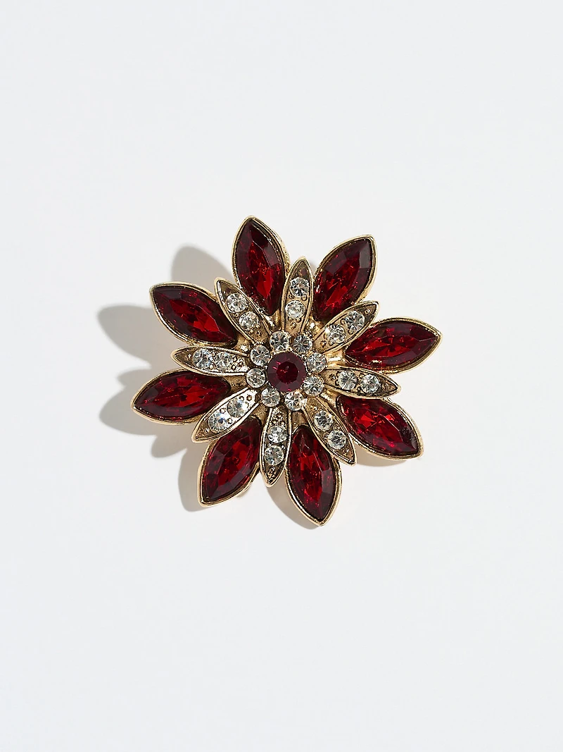 Ruby and Crystal Pointsetta Brooch