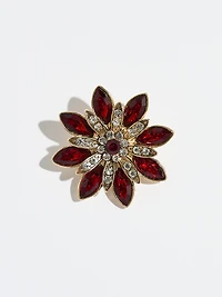Ruby and Crystal Pointsetta Brooch
