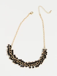 Short Gold Necklace with Jet Black Beads