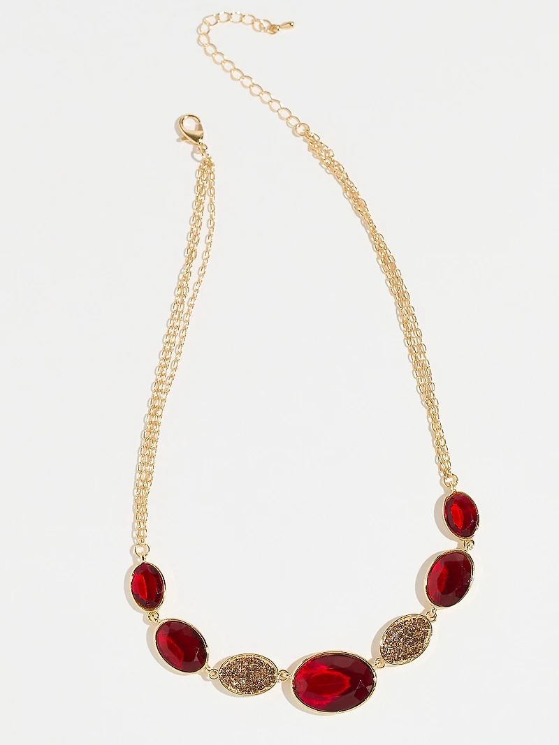 Short Gold with Ruby & Crystals Necklace