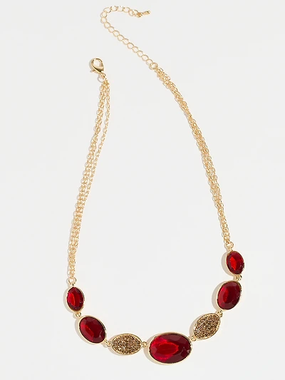 Short Gold with Ruby & Crystals Necklace