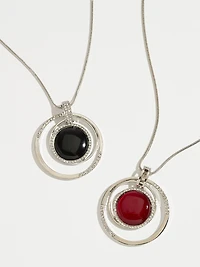 Short Silver Necklace with Cateye & Crystal Pendant