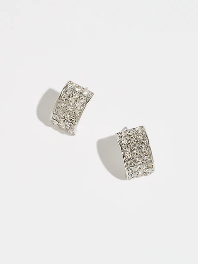 Silver and Crystal Half Huggie Earrings