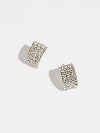 Silver and Crystal Half Huggie Earrings