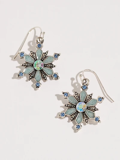 Silver Blue Snowflake Earrings