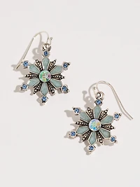 Silver Blue Snowflake Earrings