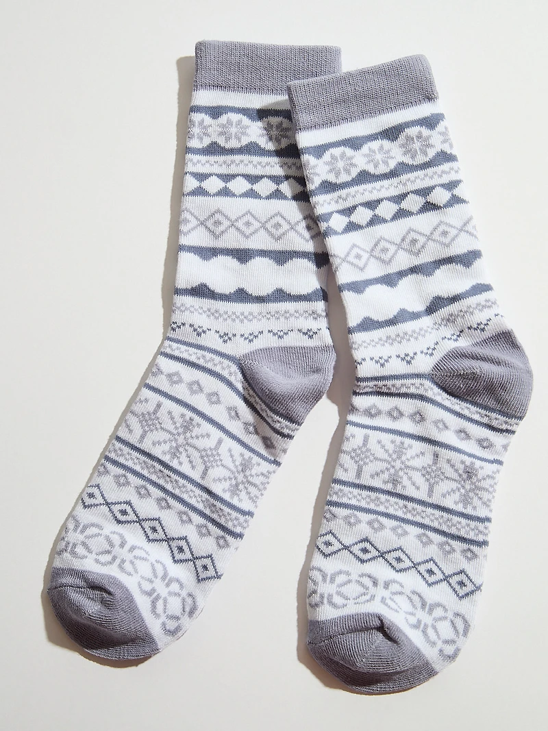 White & Lavender Nordic Crew Socks