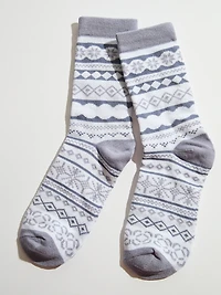 White & Lavender Nordic Crew Socks