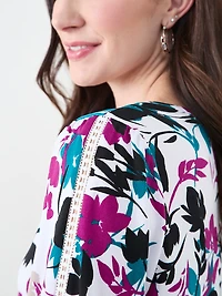 3/4 Sleeve Crochet Insert Top