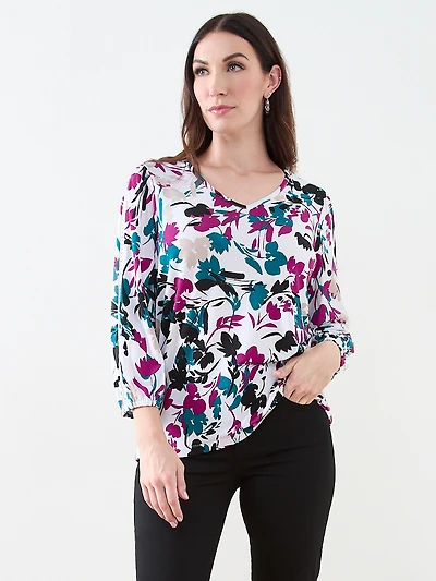 3/4 Sleeve Crochet Insert Top