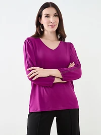 3/4 Sleeve Crochet-Insert Top