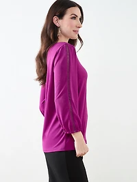 3/4 Sleeve Crochet-Insert Top