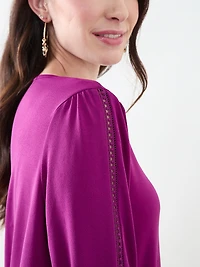 3/4 Sleeve Crochet-Insert Top