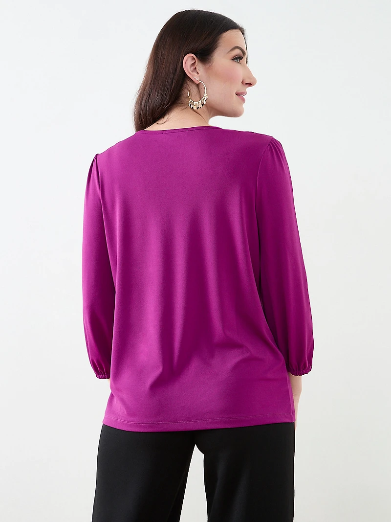 3/4 Sleeve Crochet-Insert Top