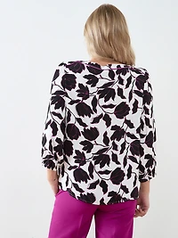 3/4 Sleeve Piping Detail Blouse