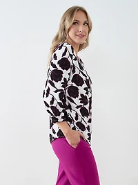 3/4 Sleeve Piping Detail Blouse