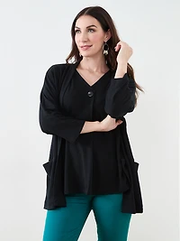 Black Short Sleeve Lightweight Knit Tunic