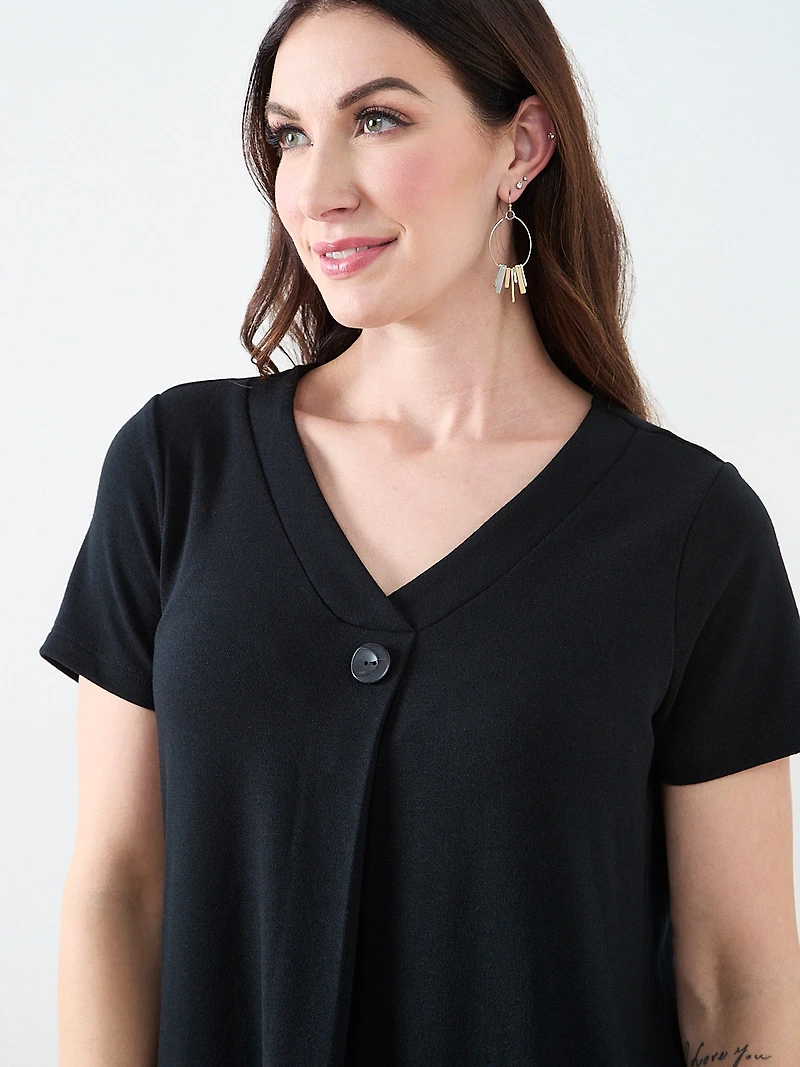Black Short Sleeve Lightweight Knit Tunic