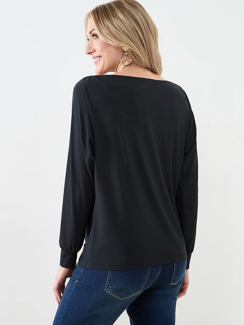 Boat Neck Top with Shoulder Detail