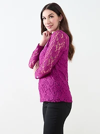 Bracelet Sleeve Mock Neck Lace Top