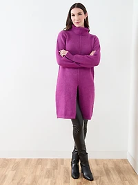 Long Front Slit Turtle Neck Sweater