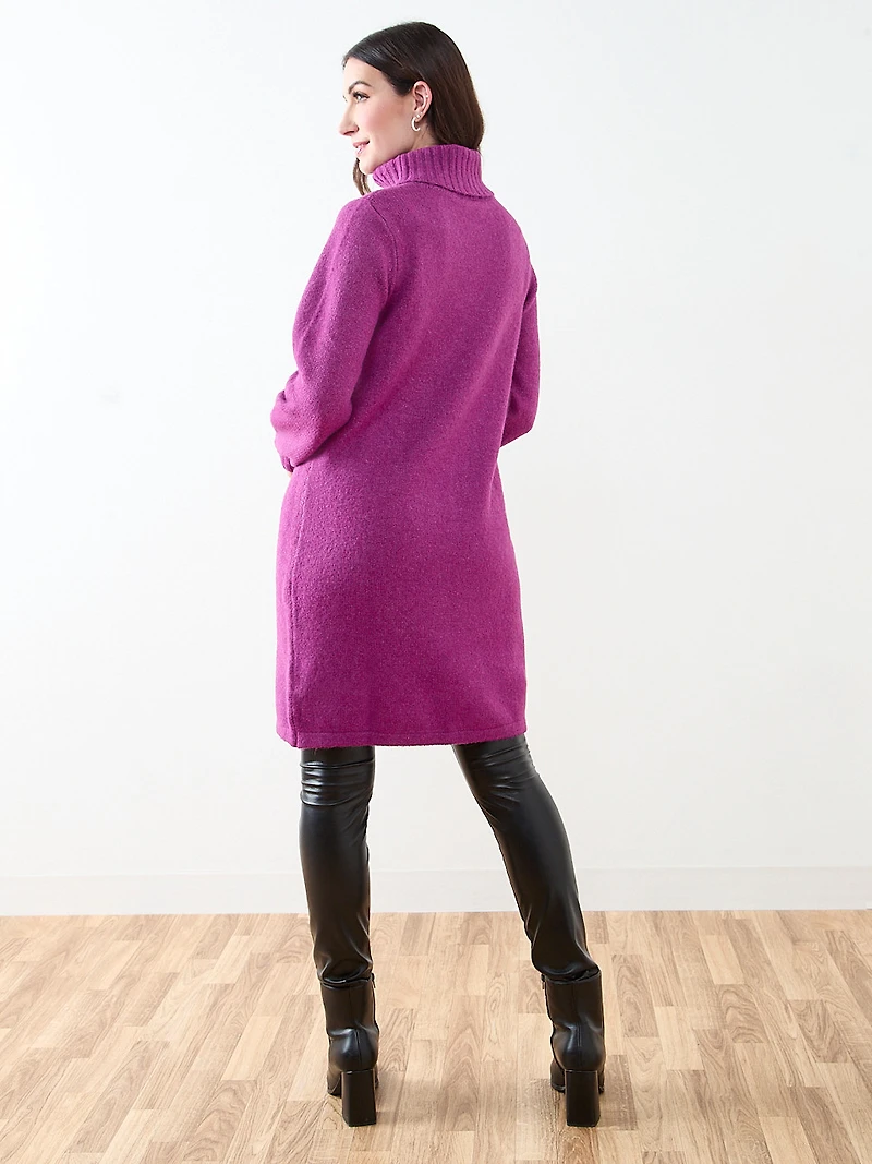 Long Front Slit Turtle Neck Sweater