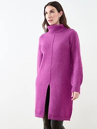 Long Front Slit Turtle Neck Sweater