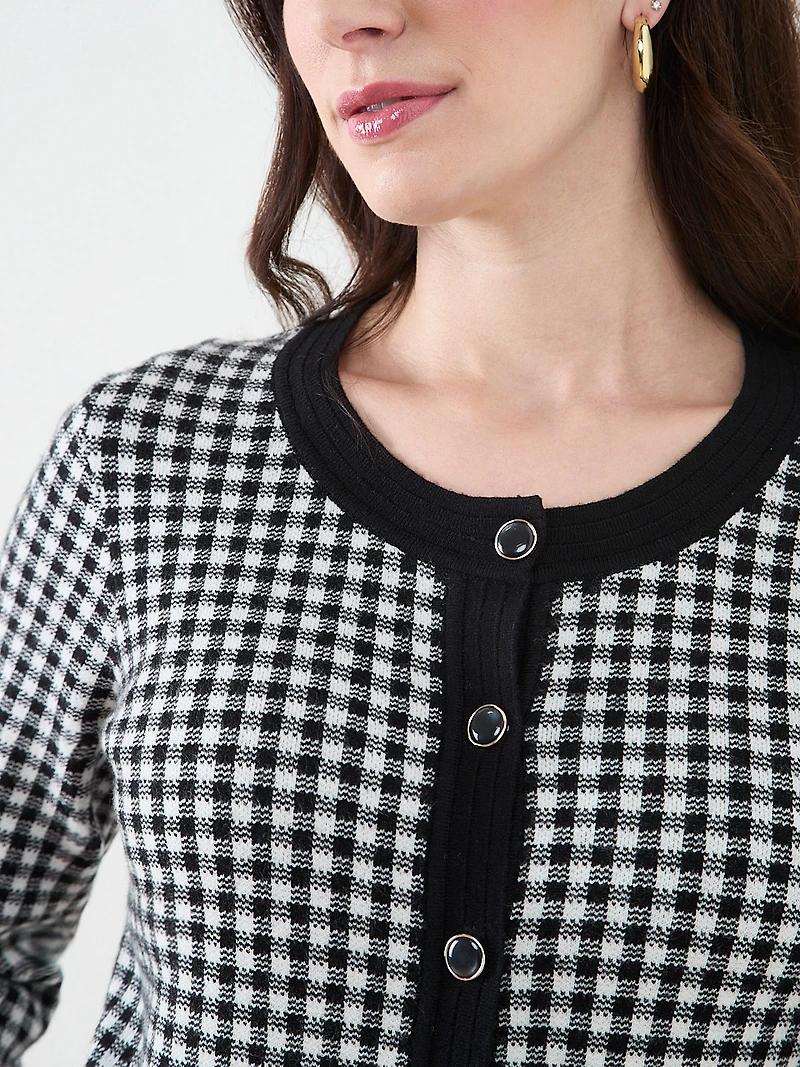 Long Sleeve Pattern Button Cardigan