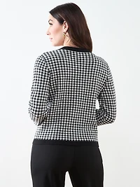 Long Sleeve Pattern Button Cardigan