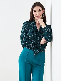 Long Sleeve Removable Bow Blouse