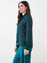 Long Sleeve Removable Bow Blouse