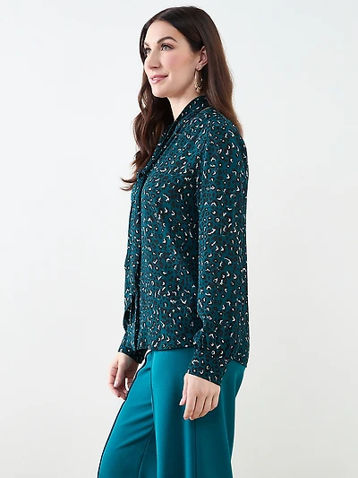 Long Sleeve Removable Bow Blouse