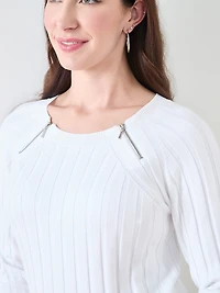 Long Sleeve Zip Shoulder Sweater
