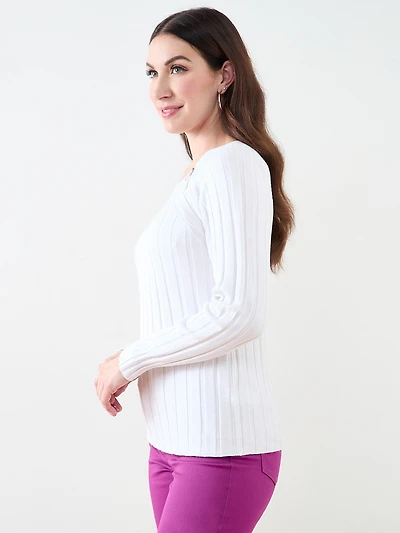 Long Sleeve Zip Shoulder Sweater