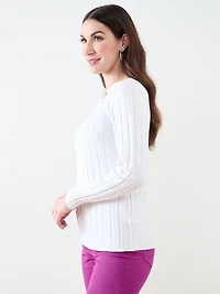 Long Sleeve Zip Shoulder Sweater