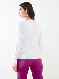 Long Sleeve Zip Shoulder Sweater