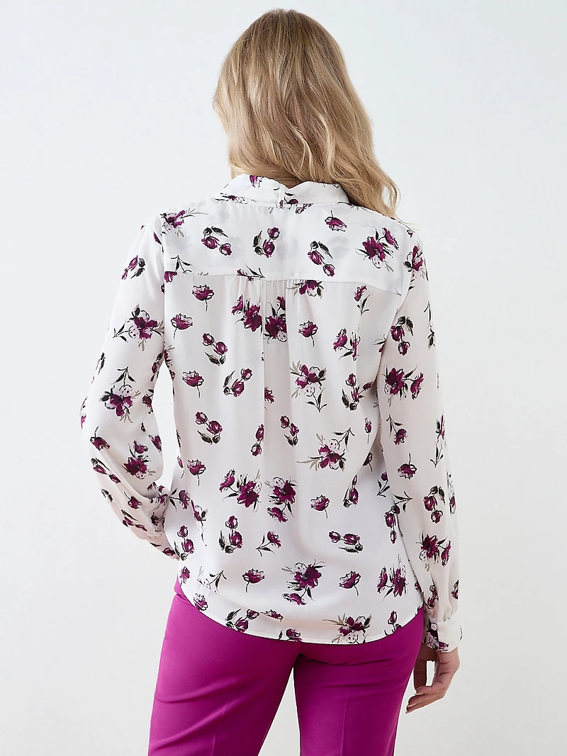 Long Sleeved Removable Bow Blouse