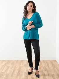 Petite 3/4 Sleeve Crochet Insert Top