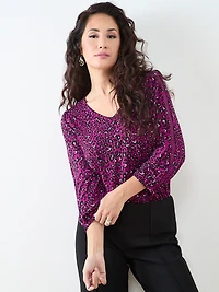Petite 3/4 Sleeve Crochet-Insert Top