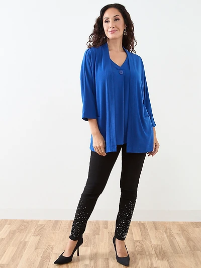 Petite Cobalt Lightweight Knit Cardigan