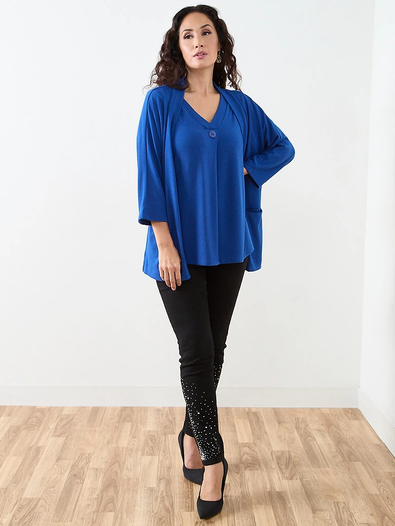 Petite Cobalt Short Sleeve Lightweight Knit Tunic