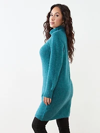 Petite Long Front Slit Turtle Neck Sweater