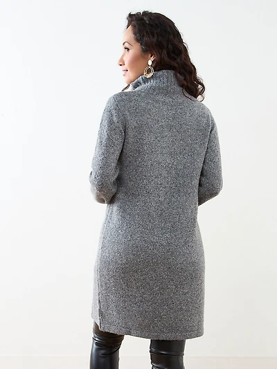 Petite Long Front Slit Turtleneck Sweater