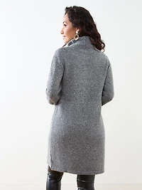 Petite Long Front Slit Turtleneck Sweater