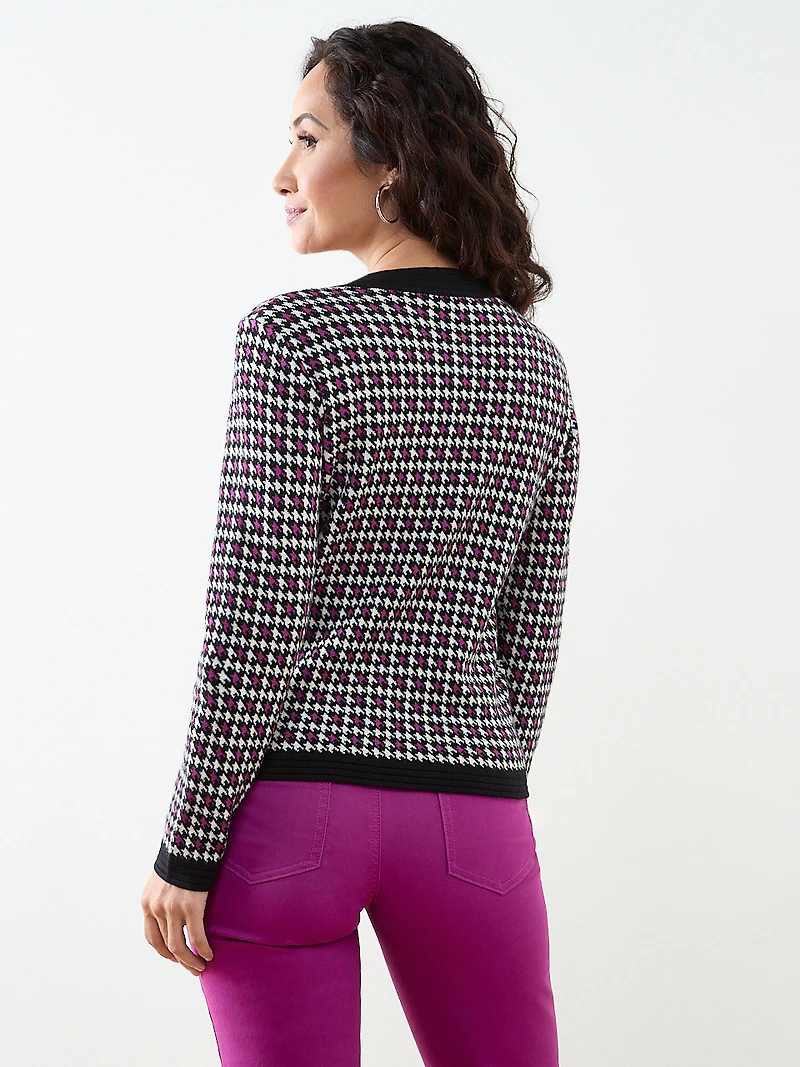 Petite Long Sleeve Pattern Button Cardigan