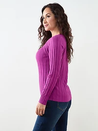 Petite Long Sleeve Zip Shoulder Sweater