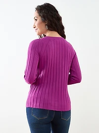 Petite Long Sleeve Zip Shoulder Sweater
