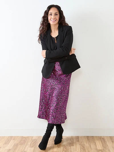 Petite Satin A-Line Mid-Length Skirt