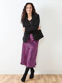 Petite Satin A-Line Mid-Length Skirt