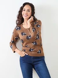 Petite Short Sleeve Knit Pattern Pullover